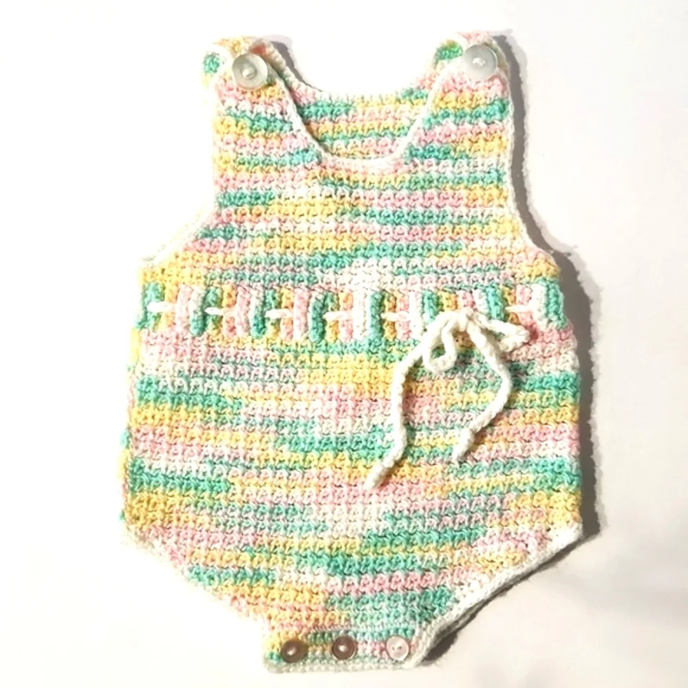 Knitted Spring Variegated Pastel Baby Romper